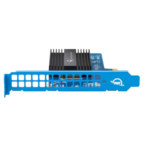 OWC Accelsior 1M2 PCIe NVMe M.2 SSD adapter Card with M.2 NVMe SSD installed OWC Accelsior 1M2 PCIe NVMe M.2 SSD adapter Card with M.2 NVMe SSD installed